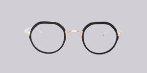 THOM BROWNE: TB911 - BLACK AND GOLD ROUND GLASSES